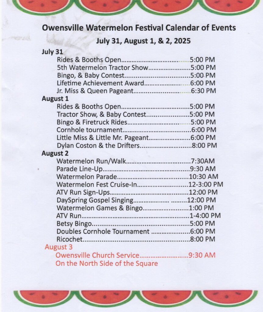 Watermelon Festival 2025 Schedule